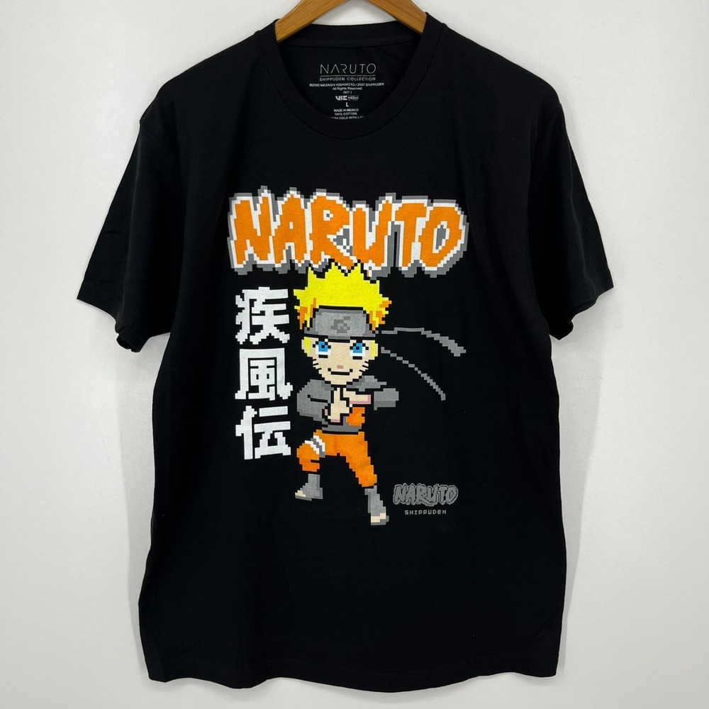 Naruto Shippuden T-Shirt Men's XL Black Short‎ Sleeve Crew Neck Cotton New NWOT